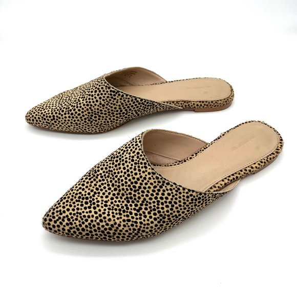 Parisian Slip On Mule in Spotty Calf Hair Pointed Toe Flat Leopard Cheetah Print - Picture 4 of 12